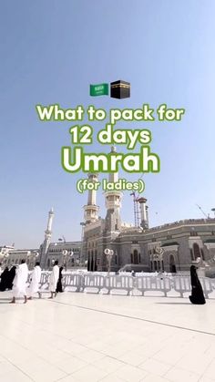 people walking in front of a large building with the words what to pack for 12 days um