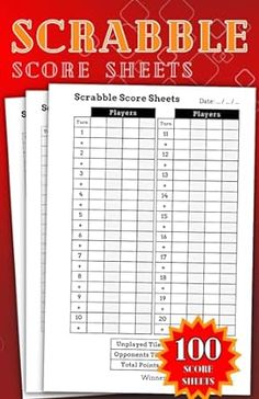 the scrabble score sheets are available for $ 3 99 each, including 100 sheets