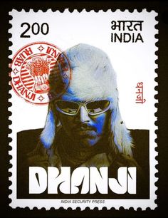 a stamp with an image of a man wearing sunglasses and wig on it's face