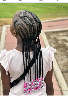 Back To School Hairstyles Braids 5 Grade, Kids Straight Back Braids, Braid Styles For Little Black Girls Kids, Kid Ponytail Styles, Braided Cornrow Hairstyles For Kids, Braided Up Ponytail For Kids, Kids Back To School Hairstyles Black, Kid Hairstyles Black, Kids Lemonade Braids