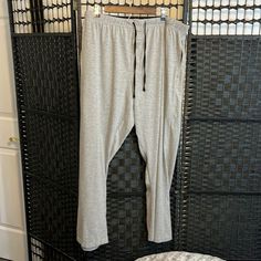 Fits Bigger With Elastic And Draw String Waist - Never Worn Gray Jersey Style Material Comfortable Casual Sweatpants With Pockets For Sleep, Gray Casual Sleep Bottoms, Casual Gray Sleep Bottoms, British Khaki, Jersey Style, Blue Khakis, White Halter Maxi Dress, Colored Pants, Asymmetrical Tops