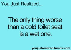 the only thing worse than a cold toilet seat is a wet one you just realized