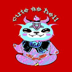 a cartoon character sitting in the middle of a red background with words written on it