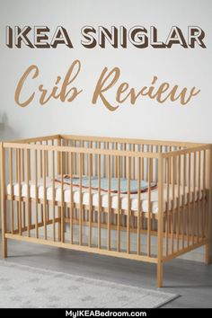 a baby crib with the words ikea singular crab review written on it's wall