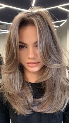 Soft Brown Hair Asian, Light Brown Hair With Highlights Cool Tone, Hair Colors For Pale Cool Tone Skin, Long Bob From The Back, Blonde Going Brown, Short Light Ash Brown Hair, Mushroom Brown Blonde Hair, Blond Babylights On Brown Hair, Ash Brown Mid Length Hair