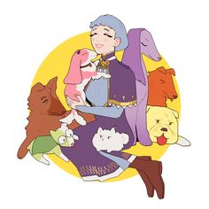 an image of a woman surrounded by dogs