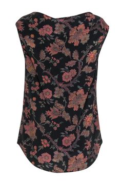 Add some romantic vibes into your casual wardrobe with this lovely blouse from Theory! Featuring a bold and moody floral print, the whimsical feel of this lightweight silk top is perfect for any bohemian babe who loves her flower power. Pair with skinny jeans, booties, and an oversized cardigan to complete your free spirit look. Size S 100% Silk Unlined Pullover Round neckline with tie Sleeveless Bust 34" Waist 33.5" Shoulder to hem 25" Sleeveless Silk Tops For The Beach, Sleeveless Silk Beach Top, Sleeveless Silk Tops For Beach, Chic Floral Print Patterned Blouse, Chic Patterned Floral Print Blouse, Casual Silk Tops With Floral Print, Multicolor Floral Print Viscose Blouse, Casual Silk Top With Floral Print, Spring Sleeveless Boho Print Tops