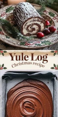 This classic Yule log is a holiday showstopper! A light and airy chocolate sponge cake, rolled with a creamy filling, and covered in rich chocolate ganache to mimic the look of a log. It’s the perfect festive dessert for your holiday table. Dust with powdered sugar and add some fresh cranberries for a beautiful, rustic finish. The best part? It's easier to make than it looks, and it tastes even better! #YuleLog #ChristmasDesserts #HolidayBaking #ChocolateYuleLog #FestiveCakes Peppermint Yule Log Cake, Chocolate Peppermint Yule Log Cake, Chocolate Peppermint Yule Log, Easy Christmas Yule Log Cake, Noel Log Cake, Yule Roll Cake, Yule Log Christmas, Christmas Log Dessert, Finch Bakery Brownie Yule Log