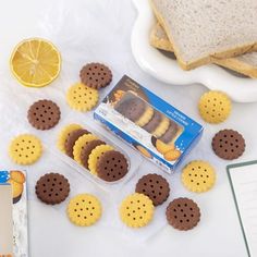 some cookies and crackers on a table