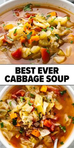 A bowl of cabbage soup. Cabbage Soup Easy, Best Cabbage Soup, Cabbage Recipes Healthy, Cabbage Soup Diet Recipe, Cabbage Soup Recipe, Vegetarian Soup Recipes, Cabbage Soup Diet, Homemade Soup Recipe, Soup Easy