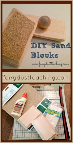 the diy sand blocks are being used to make an art project with wood and glue