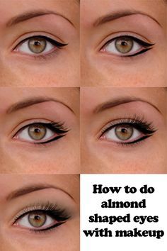 almond shaped eyes - Google Search Cat Eye Makeup Round Eyes, Almond Eye Cat Eye, Simple Almond Eye Makeup, Lined Eyes Eyeliner, How To Do Eye Wings, Almond Shaped Eyes Eyeliner, Winged Eyeliner For Almond Eyes, Round Eye Eyeliner, Almond Eyes Shape