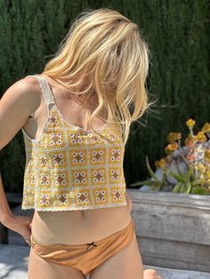 Slip on a little memory of sweet summers in this perfect crochet tank. Tilt your head back, smile, and welcome in the sunshine. You’ll be walking in a daydream all day...Made for a summer to remember, perfect for concerts in the grass. Looks great paired with our Waiting for the Sun Bells. D E T A I L S 60% Cotton 40% Acrylic Hand Wash F I T Model is wearing size: XS / SMALL SOLD AS XS/S AND M/L SIZE PANTS US UK AUS EU ITY XXS 23 0 4 4 32 36 XS 24/25 2 6 6 34 38 S 26/27 4 8 8 36 40 M 28/29 6 10 Clothes For Women T-shirts & Tank Tops, Kids Bras Crochet, Summer Crochet T-shirts & Tank Tops, Babe Rainbow, A Summer To Remember, Summer To Remember, Rainbow Crochet, Crochet Tank, Leather Shorts