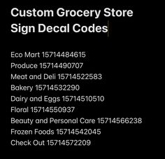 a sign that says, custom grocery store sign decal code