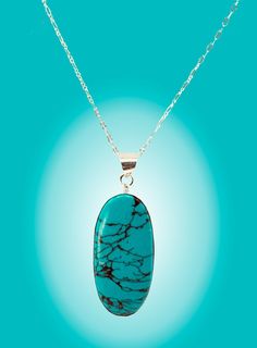 A simple handmade Sterling Silver plated setting enhances the beauty of the large oval Turquoise stone.  The pendant is suspended on a Stainless Steel curb chain.   * Pendant height 2 1/8 inches * Pendant width 3/4 inch * 17 inch Stainless Steel 6x8mm Curb Chain * Necklace length 10 1/2 inches * Sterling silver lobster clasp * Sterling silver jump rings Thank you for shopping Montana Country Shop Wishing you health, happiness, and prosperity! Necklace Chain Lengths, Curb Chain, Handmade Sterling Silver, Steel Chain, Stainless Steel Chain, Plate Sets, Turquoise Stone, Favorite Jewelry, Silver Plate