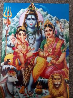 Shiv Parivaar Lord Shiva Parvati, Indian Goddess Kali, God Sticker, Litho Print, Krishna Statue