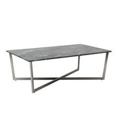 a marble top coffee table with metal legs