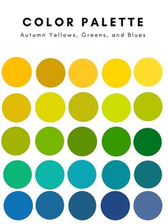 the color palette for autumn yellows, greens and blues by kyscolor com