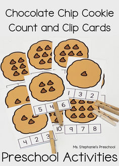 Chocolate Chip Cookie Count and Clip Cards Cookie Fine Motor Activities, Cookie Preschool Activities, Cookie Activities, Back To School Fine Motor, Back To School Projects, Preposition Activities, Back To School Books, Preschool Director, Shapes Craft