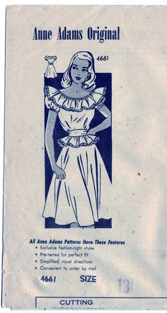 an advert for the sewing pattern, featuring a woman's dress