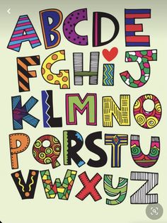 an alphabet with colorful letters and numbers