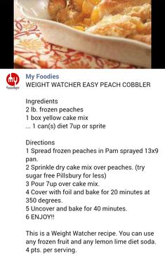 a recipe for peach cobbler with instructions on how to make it in the microwave