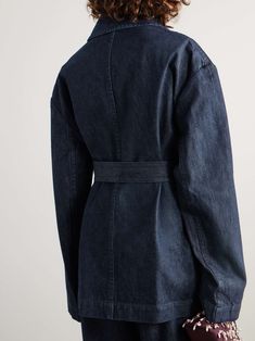 DRIES VAN NOTEN Vado belted denim jacket Safari Style, Sports Suit, Knitwear Tops, Jeans Jumpsuit, Dries Van Noten, Clothes Collection, Tie Belt, Casual Jacket, Sport Shorts