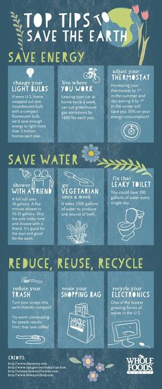 the top tips to save the earth poster