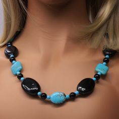 Custom Made. Length 24 Inches. Great Color Combination. Free Gift With Purchase. Fast Shipping. Mybeademporium.Com N1482 Black Glass Beaded Necklace With Colorful Beads, Bohemian Black Single Strand Jewelry, Black Single Strand Bohemian Jewelry, Elegant Turquoise Jewelry With Black Beads, Blue Necklaces With Round Black Beads, Handmade Black Turquoise Necklace With Round Beads, Handmade Adjustable Black Turquoise Necklace, Bohemian Adjustable Black Turquoise Necklace, Adjustable Black Beaded Turquoise Necklace