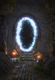 a large circular light in the middle of a tunnel