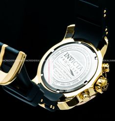 Invicta Mens Watch, Invicta Watches Pro Diver, Luxury Diving Watches With Subdials, Blue Diving Watch With Round Dial, Invicta Pro Diver, Invicta Watches, Diver, Chronograph, Gold Tones