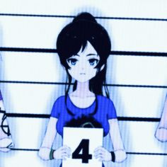 an anime character holding a sign with the number four on it