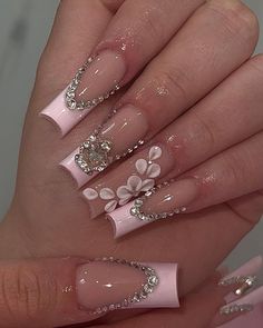 Ongles Bling Bling, Prom Nail, Nagel Tips, Floral Nail, Her Nails