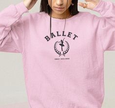 Our Ballerina College Sweater - since I was born - combines comfort and expressiveness. Showcase your love for dance with a look that not only earns admiration in the rehearsal room, dance studio, classroom, or schoolyard but also on the streets. Embrace your passion in style en pointe. Crafted from high-quality materials, our sweaters offer not only comfort but also make a statement for your individual style. This unisex heavy blend crewneck sweatshirt is pure comfort. The classic fit along wit Casual Crew Neck Sweatshirt For Dance, Casual Long Sleeve Dance Sweatshirt, Relaxed Fit Crew Neck Sweatshirt For Dance, Casual Long Sleeve Sweatshirt For Dance, Casual Relaxed Fit Sweatshirt For Dance Class, Ballet Warm Up Clothes, Ballet Fits, Ballet Sweater, Teacher Sweater