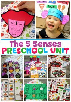 the 5 senses preschool unit with pictures of hands and fingers, including handprints