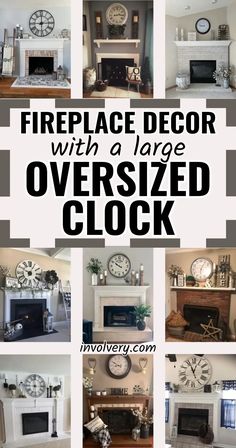 fireplace decor with a large oversized clock