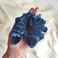 Delicate dyed silk velvet scrunchie with indigo blue colors extracted from plants making it a perfect natural hair accessory and gifts  If you like handmade accessories, botanically dyed with flowers, plants and fruits, this is your product, because they are perfect for you, they help prevent hair fiber breakage, tangles and many other qualities. In my dyeing process I have used local plants and seeds, it is more ecological, safe and gentler for the skin. All the leaves, flowers and seeds I use Indigo Blue Hair, Blue Hair Tie, Natural Hair Accessories, Velvet Scrunchie, Silk Hair, Hair Breakage, Hair Fibers, Silk Dyeing, Dyeing Process