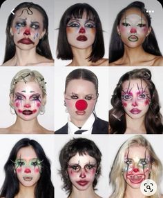 Cool Makeup Costumes, Period Clown Makeup, Old School Clown Makeup, Minimalist Clown Makeup, Split Face Makeup, Impressed Reaction Pic, Cool Clown Makeup, Halloween Clown Costumes, Horror Makeup Ideas