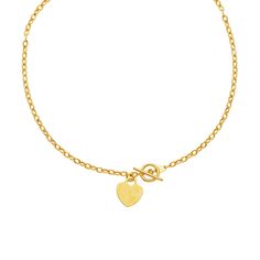 A classic link necklace with toggle ends crafted in 14K yellow gold and featuring a dangling heart charm. Necklace With Heart, Detailed Necklace, Toggle Necklace, Charm Chain, Necklace Charm, Yellow Gold Chain, Link Necklace, Heart Charm, Online Jewelry