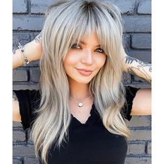 Long Layered Wigs Flattering Hairstyle Wigs Shiny Blonde Wigs with Deep Roots Wigs for Caucasian Women For Daily Party Christmas Party Wigs 2024 - $22.99 Straight Hairstyles Medium, Shag Hairstyles, Long Hair With Bangs, Long Blonde, Haircut For Thick Hair, Long Blonde Hair, Haircuts With Bangs, Long Hair Cuts, Layered Hair