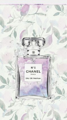 a bottle of chanel no 5 eau de parfum on a floral background