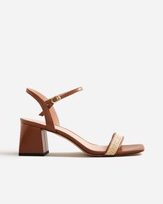 J.Crew: Layne Ankle-strap Heels In Raffia For Women Chic Straw Ankle Strap Sandals, Chic Straw Sandals With Ankle Strap, Chic Straw Open Toe Heels, Straw Ankle Strap Sandals For Party, Chic Ankle Strap Heels With Woven Sole, Chic Ankle Strap Straw Heels, Ankle Strap Straw Sandals For Party, Chic Heels With Woven Sole And Ankle Strap, Chic Heels With Ankle Strap And Woven Sole