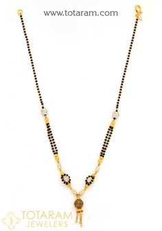 22K Gold Mangalsutra Chains With Pendants - Indian Gold Jewelry from Totaram Jewelers - Totaram.com Black Beads Chains, Chains With Pendants, Short Mangalsutra, Indian Gold Jewelry, Mangalsutra Chain, Gold Jewellry, 22k Gold Jewelry, Gold Mangalsutra, Black Beaded Jewelry