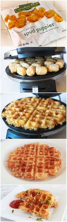 there are two different types of waffles on top of each other