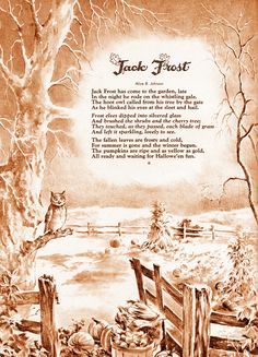 an old fashioned thanksgiving card with the words jack frost on it