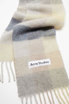 Acne Scarf, Acne Studios Scarf, Acne Studio, Dark Romantic, Checked Scarf, Iconic Fashion, Studio Logo, Winter Aesthetic, Custom Embroidery