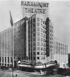 an old black and white photo of the paramount theatre