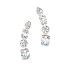 Ear crawlers earrings are the ultimate statement pieces, and these truly take the cake. They feature four diamond clusters in varying shapes that include two emerald cut baguettes, round and pear. *Sold Individually Ear Crawlers Earrings, Band Necklace, Ear Crawler Earrings, Ear Crawlers, Crawlers Earrings, Diamond Cluster Earrings, Cvd Diamond, Types Of Diamonds, Take The Cake