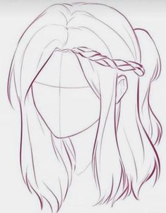 a drawing of a woman's head with long hair and braids on it