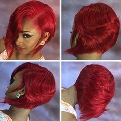 STYLIST FEATURE| Color crushing on this bob ✂️styled by #RockfordStylist @DeebeatzHairStudio Red hot Spotted by #VOHAmbassador @aiashaseiko❤️ #VoiceOfHair ========================= Go to VoiceOfHair.com ========================= Find hairstyles and hair tips! ========================= Sassy Hair, Braids Hair, Dope Hairstyles, Side Part, Red Hair Color, Remy Human Hair, Layered Hair, Hair Hairstyles